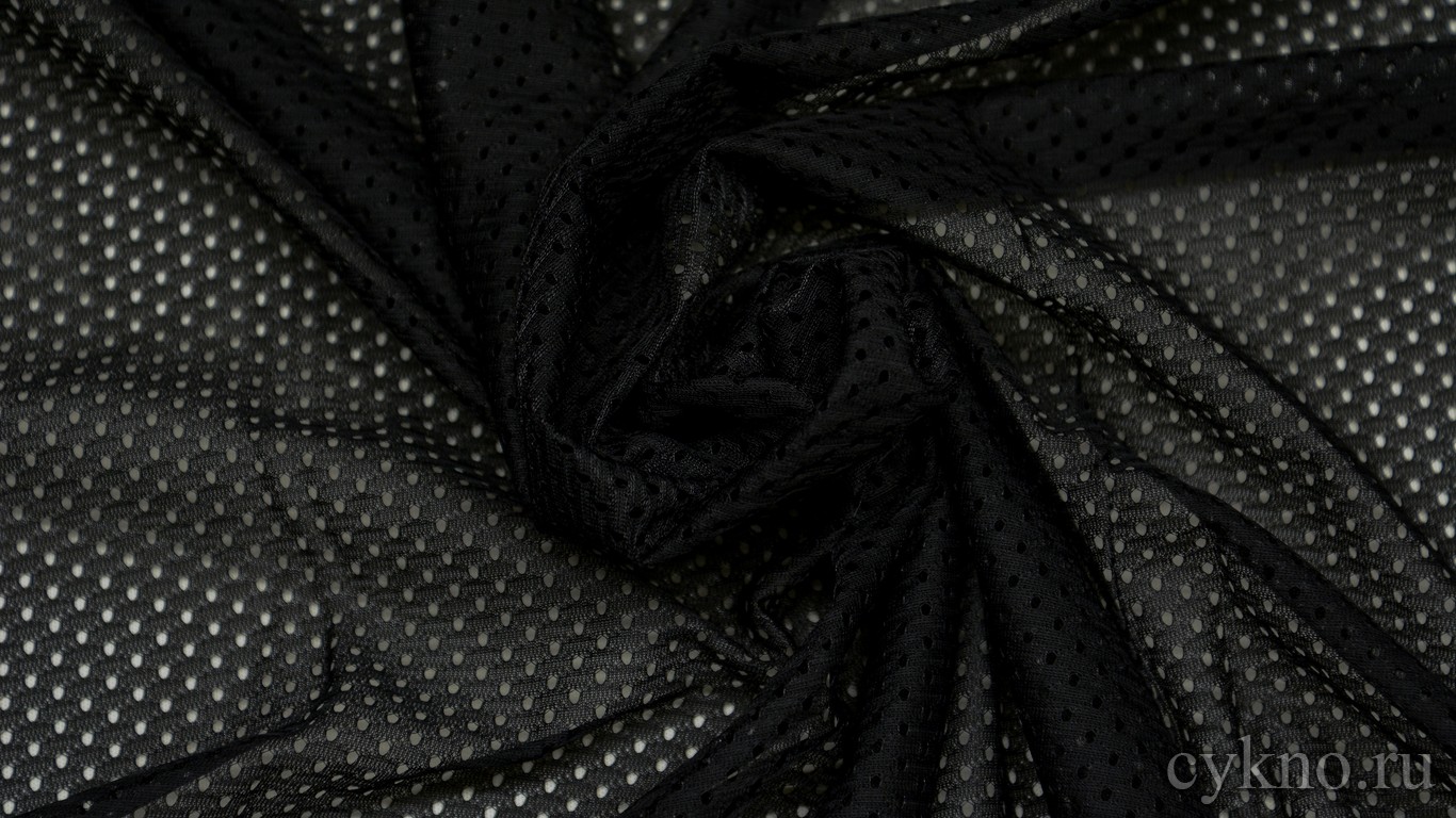 Ткань Сетка-стрейч черная с крупной ячейкой